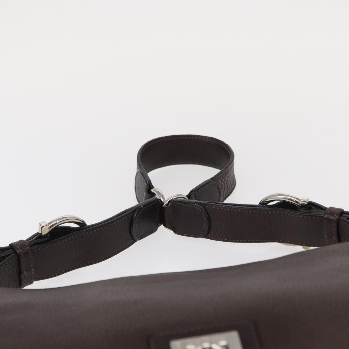 Salvatore Ferragamo Gancini Shoulder Bag Leather Brown Leather Shoulder Bag Bag (Pre-Owned)