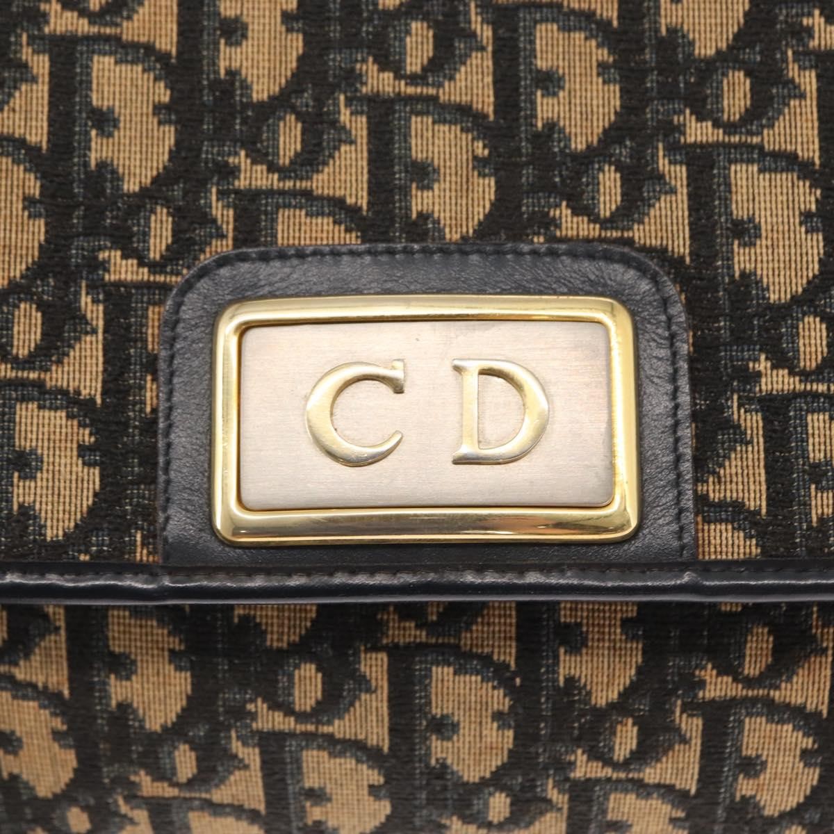Christian Dior Vintage Cd Chain Flap Shoulder Bag Diorissimo Canvas Navy Canvas Shoulder Bag Bag (Pre-Owned)