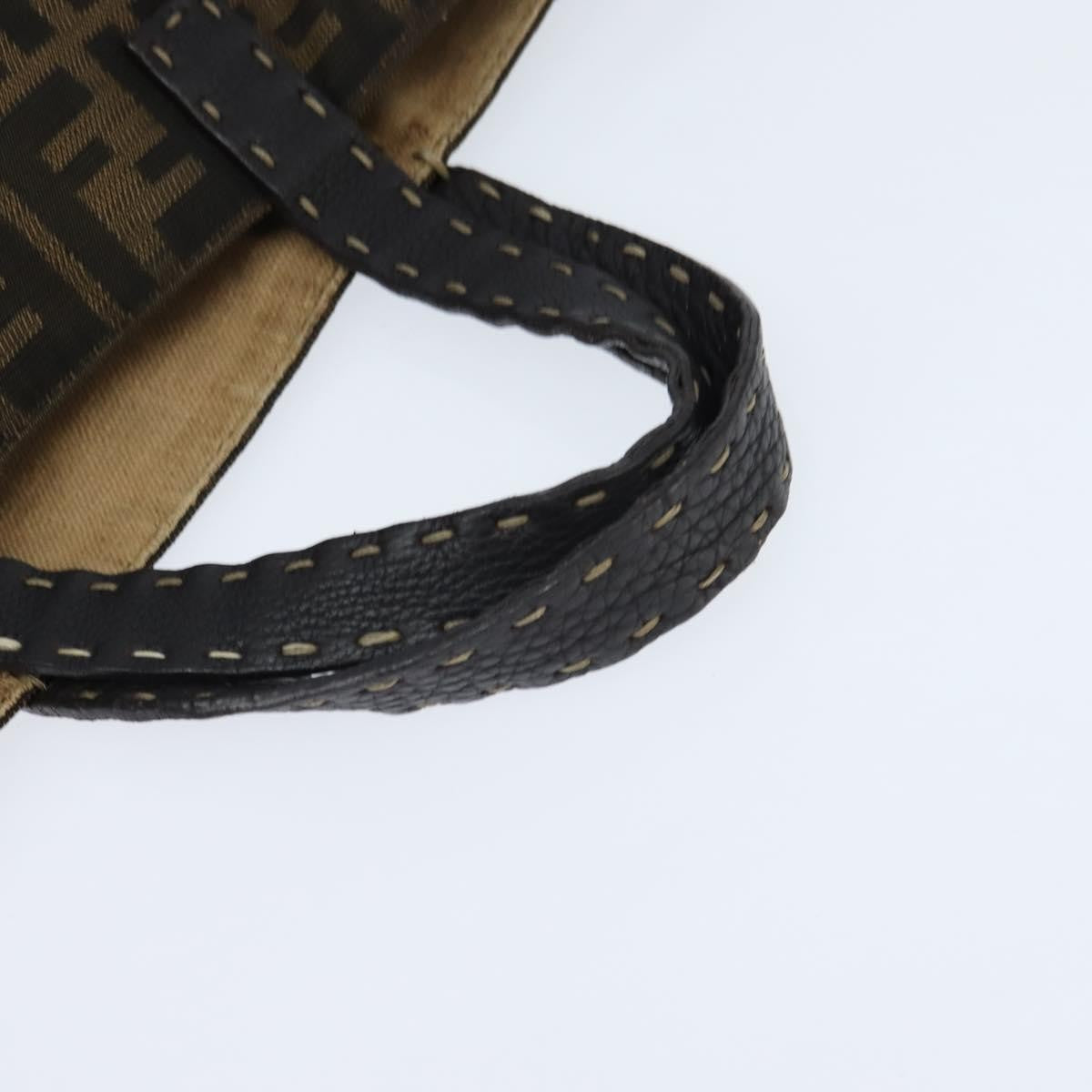 Fendi Open Shopping Tote Zucca Canvas Brown Canvas Tote Bag Bag (Pre-Owned)