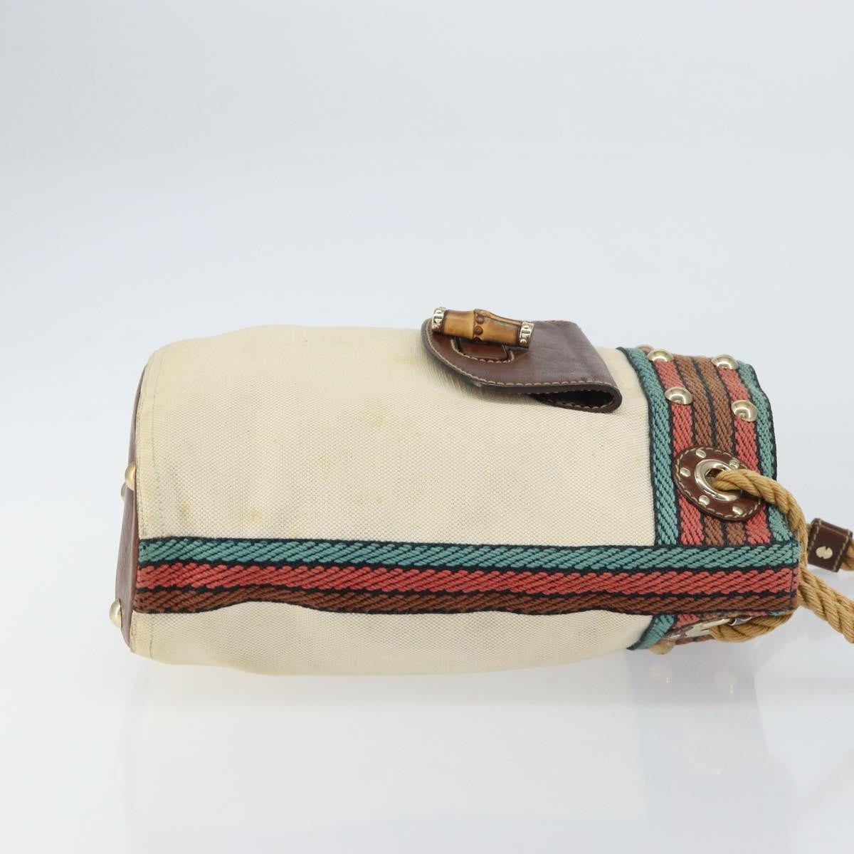 Gucci Vintage Bamboo Shoulder Bag Canvas Beige Canvas Shoulder Bag Bag (Pre-Owned)