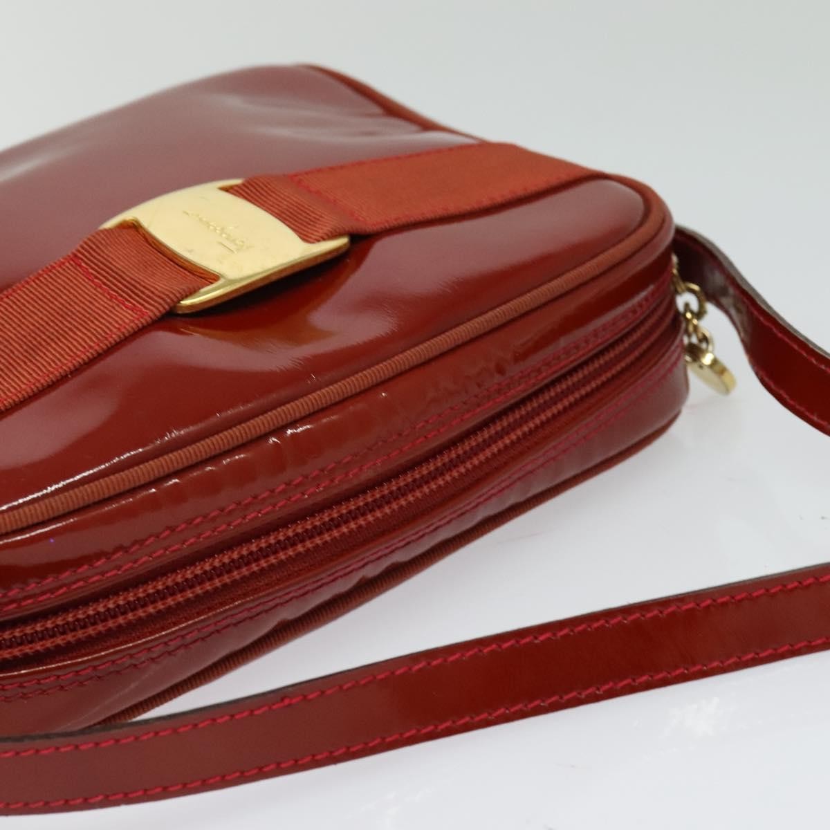 Salvatore Ferragamo Vala Shoulder Bag Patent Leather Red Patent_Leather Shoulder Bag Bag (Pre-Owned)