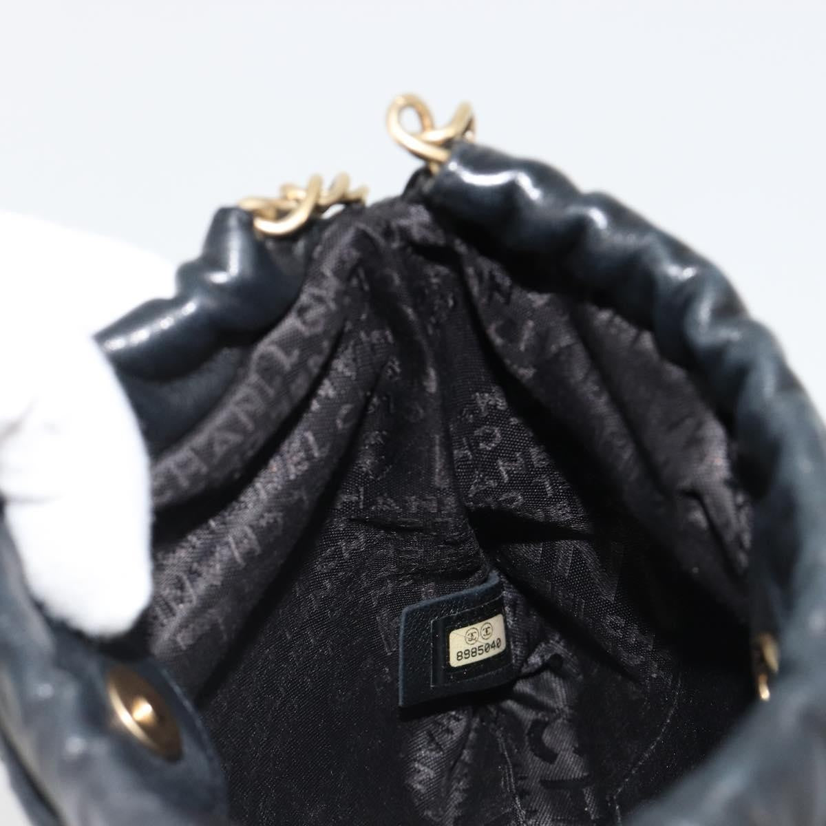 Chanel Chain Tote Leather Black Leather Shoulder Bag Bag (Pre-Owned)