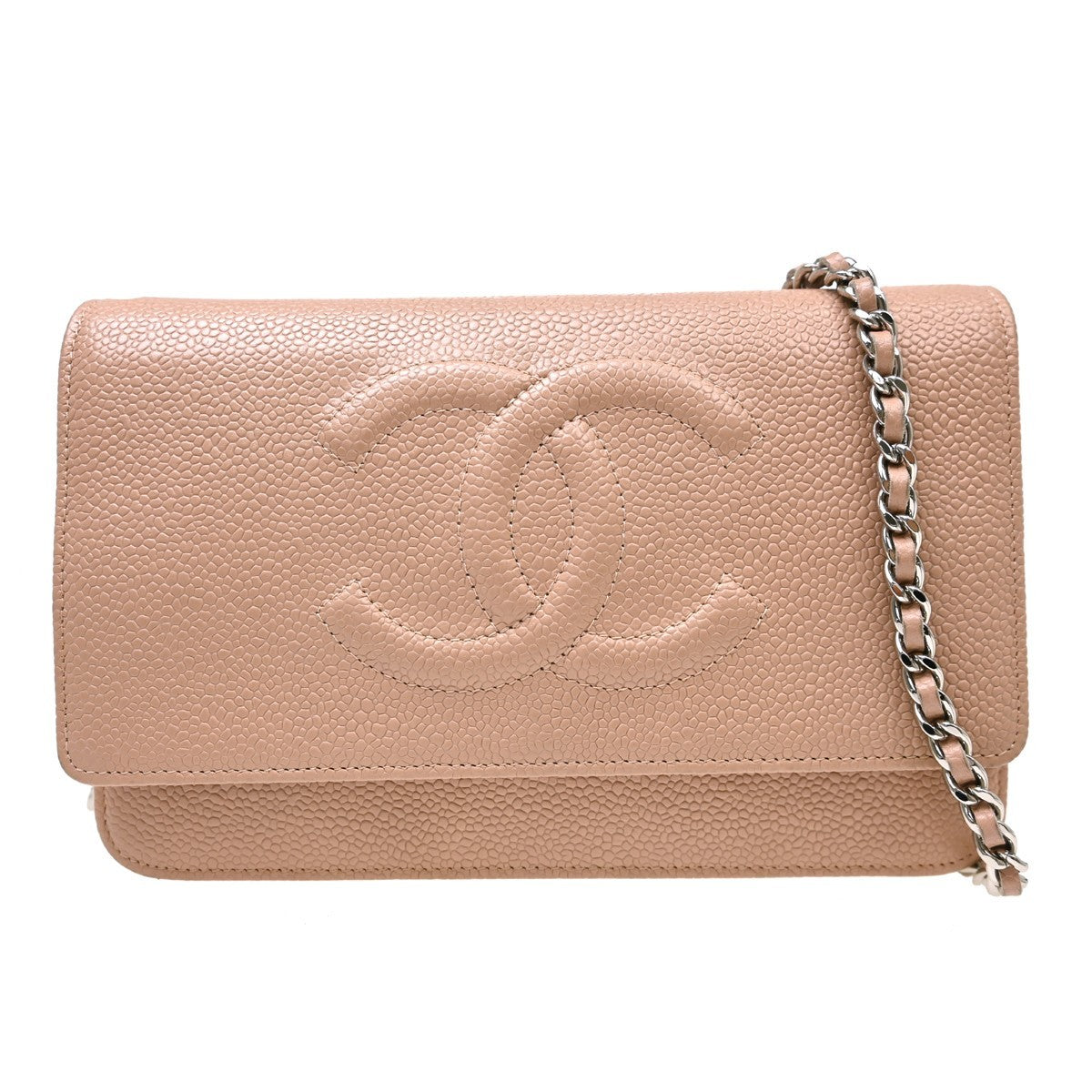 Chanel Logo Wallet On Chain Leather Pink Calfskin Crossbody Bag Bag (Pre-Owned)