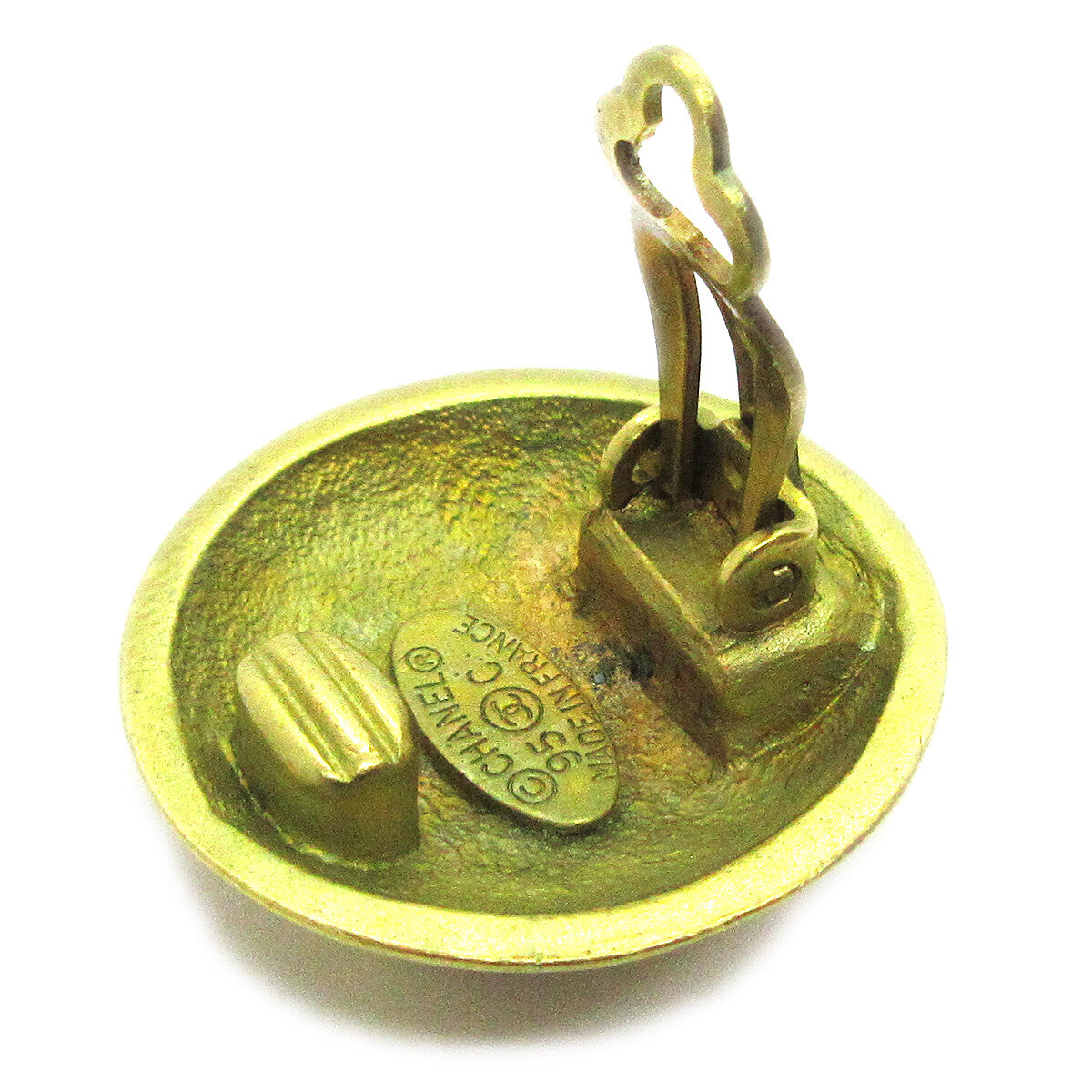 Chanel Cc Button Clip-On Earrings Metal Gold Metal Earrings Jewelry (Pre-Owned)