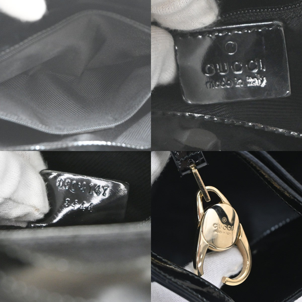 Gucci Vintage Shoulder Bag Monogram Canvas Black Patent_Leather Shoulder Bag Bag (Pre-Owned)