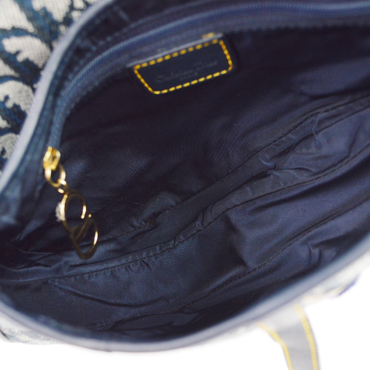 Christian Dior Saddle Handbag Oblique Canvas Navy Canvas Handbag (Pre-Owned)
