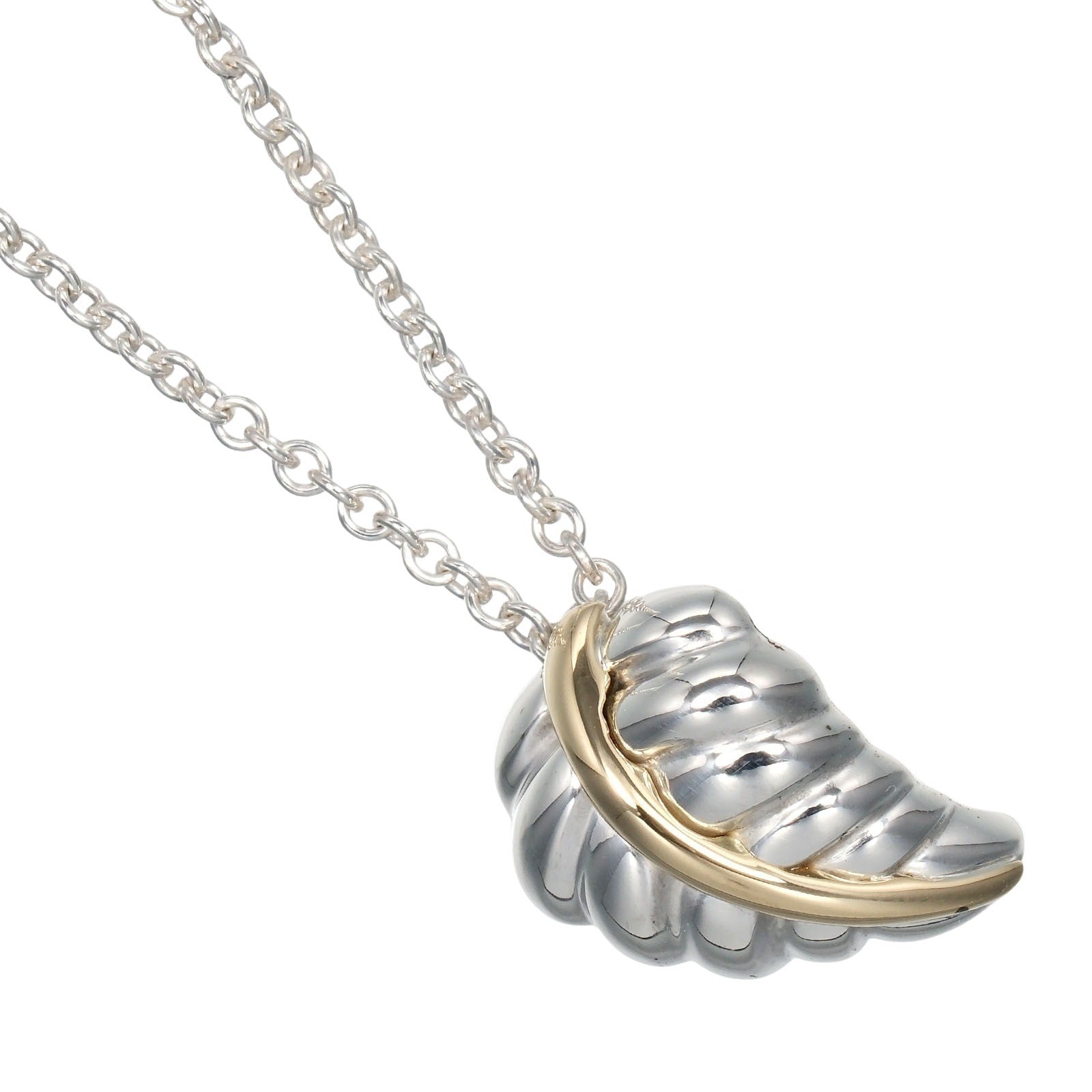 Tiffany & Co. Leaf Pendant Necklace Silver 925 And K18 Yellow Gold Silver Silver Necklace Jewelry (Pre-Owned)