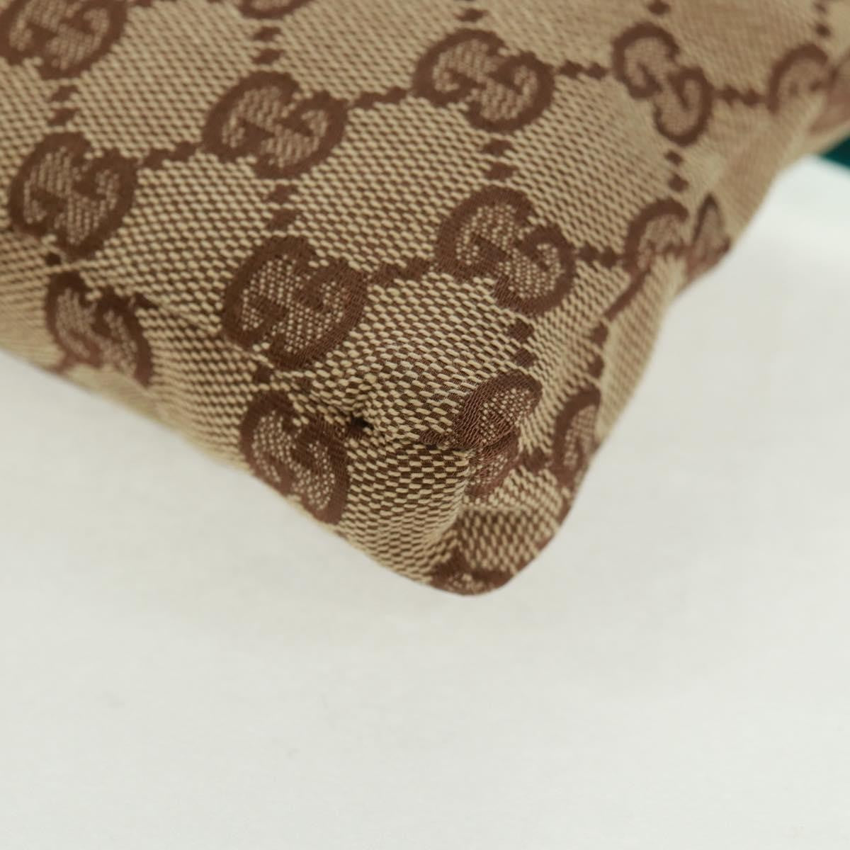 Gucci Vintage Double Belt Bag Gg Canvas With Leather Beige Canvas Shoulder Bag Bag (Pre-Owned)