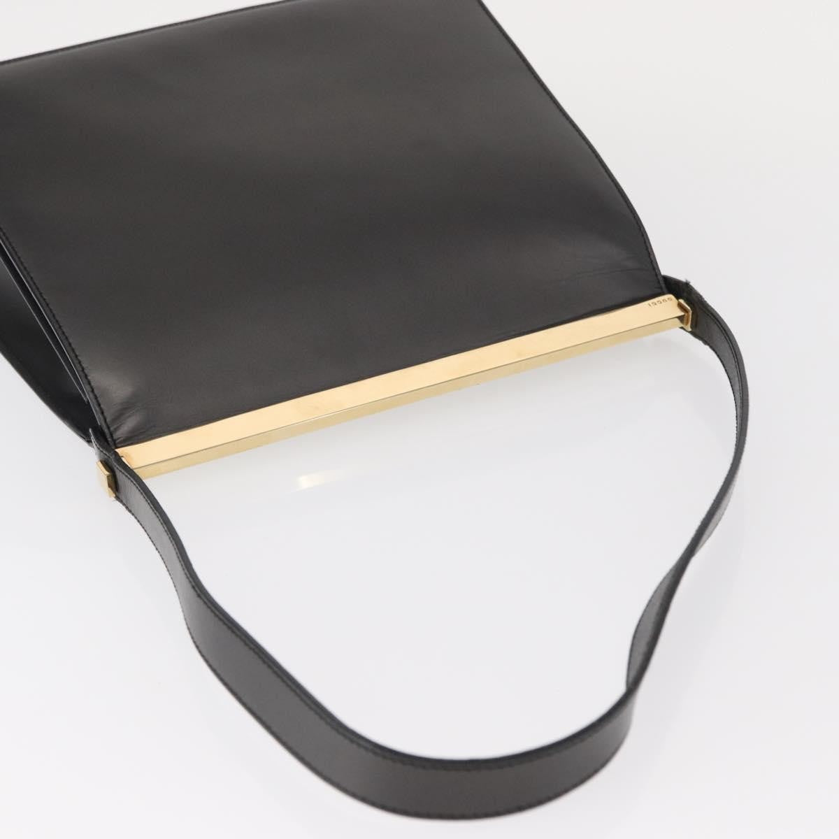 Gucci Vintage Shoulder Bag Leather Black Leather Shoulder Bag Bag (Pre-Owned)