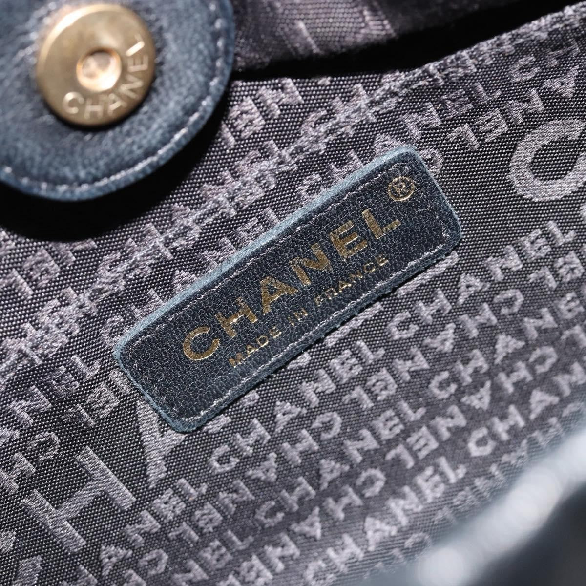 Chanel Chain Tote Leather Black Leather Shoulder Bag Bag (Pre-Owned)