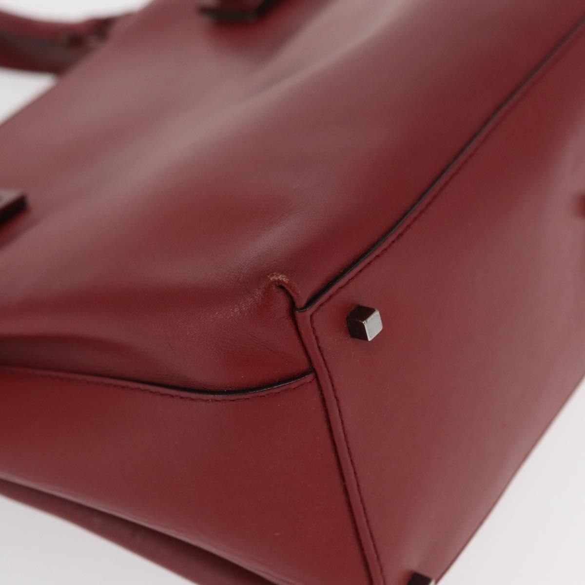 Salvatore Ferragamo Double Gancini Side Buckle Tote Leather Red Leather Handbag (Pre-Owned)