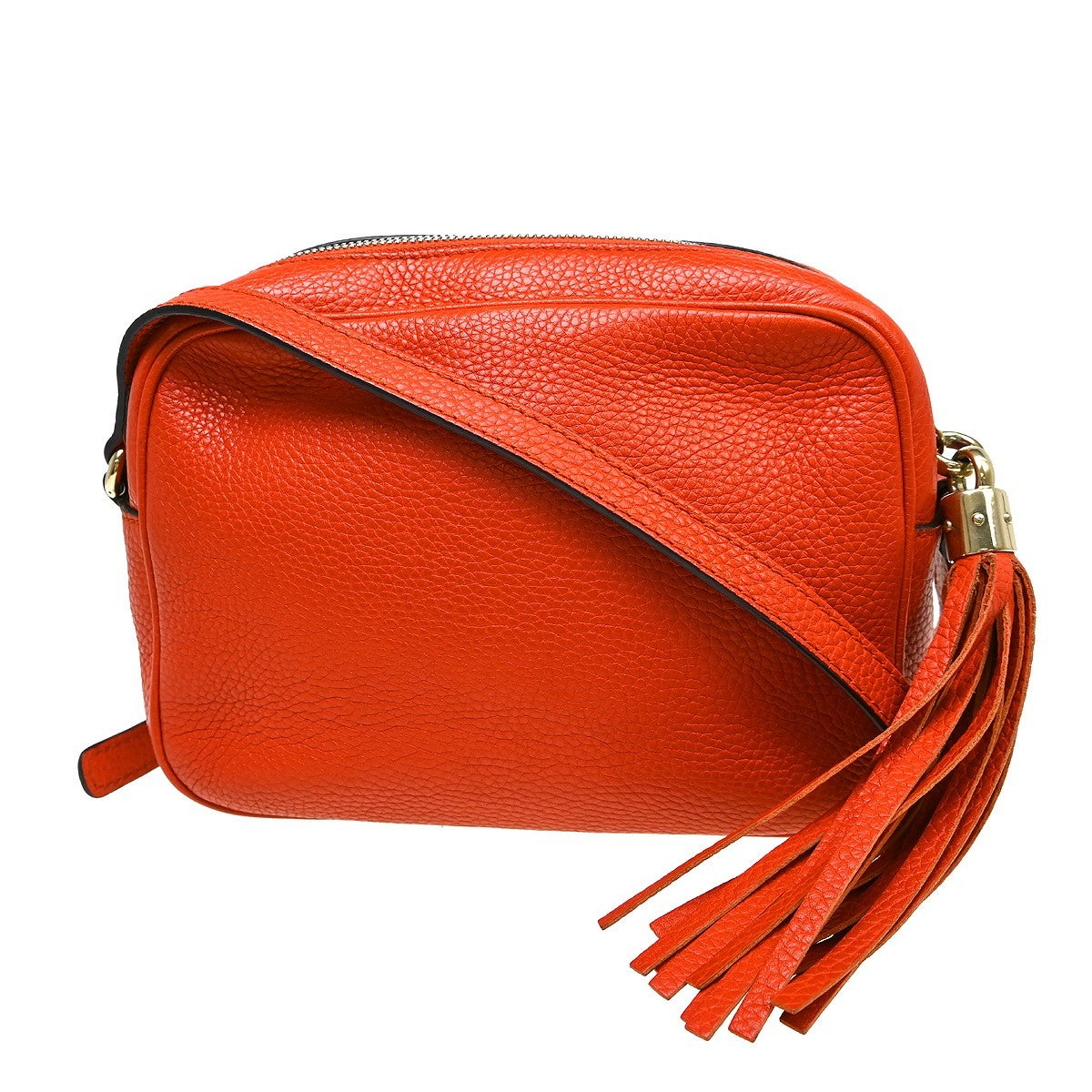 Gucci Soho Chain Crossbody Bag Leather Orange Leather Shoulder Bag Bag (Pre-Owned)