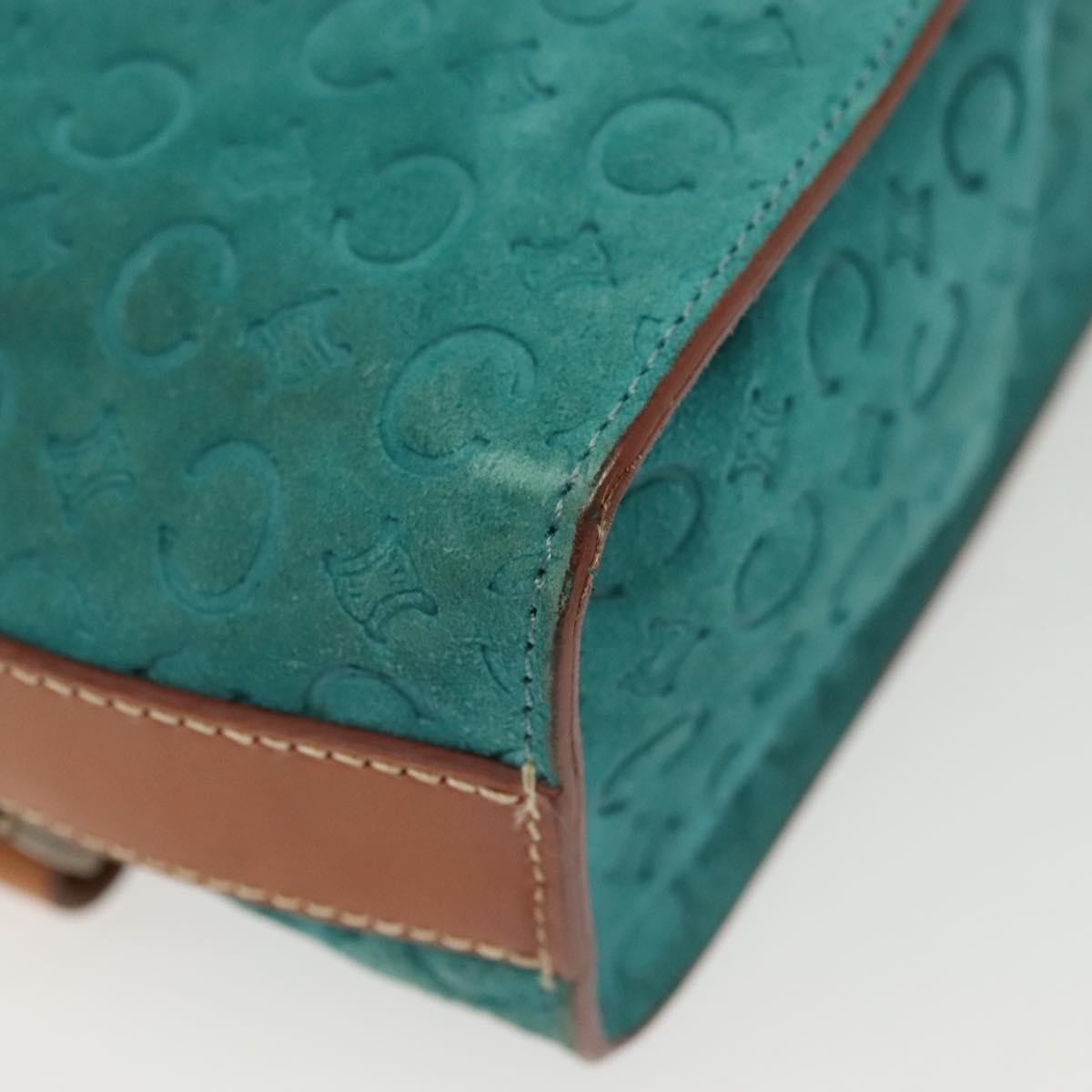 Celine Macadam Shoulder Bag Canvas Turquoise Suede Bag (Pre-Owned)