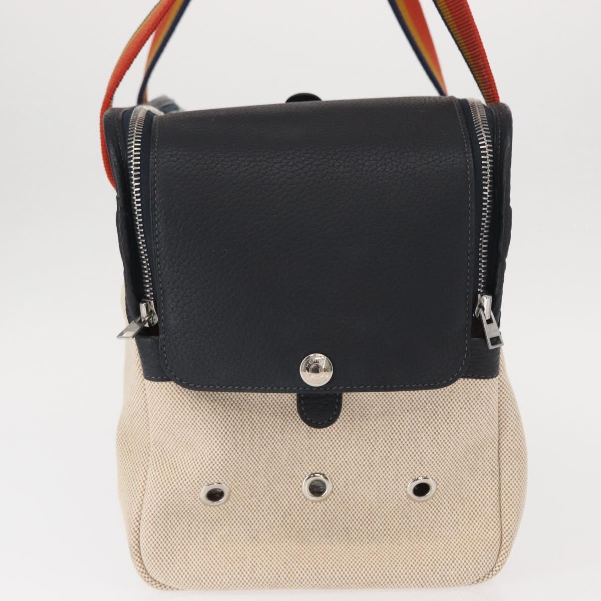 Hermes Sac De Transport Pour Chiens Pet Dog Carrier Toile With Leather Beige Canvas Shoulder Bag Bag (Pre-Owned)
