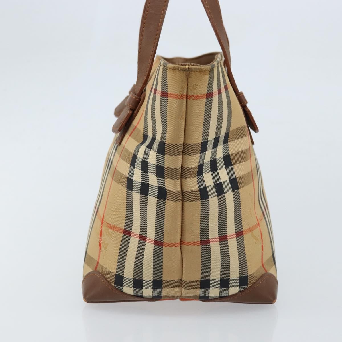 Burberry Nova Check Tote Canvas Check Pattern Beige Canvas Tote Bag Bag (Pre-Owned)