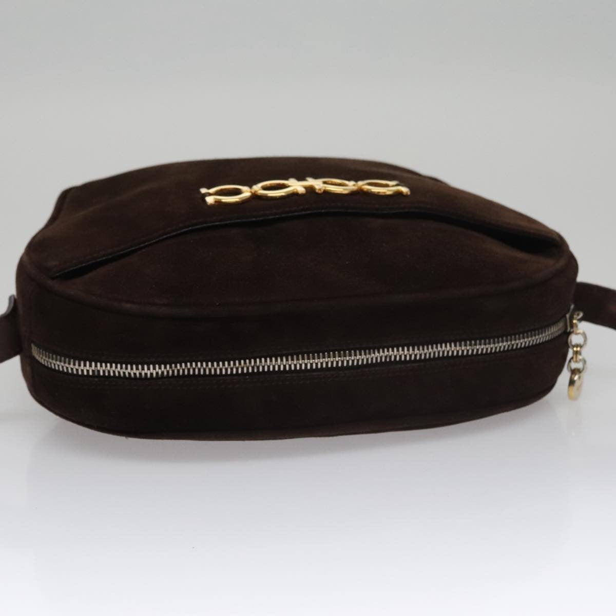 Salvatore Ferragamo Gancini Shoulder Bag Suede Brown Suede Shoulder Bag Bag (Pre-Owned)