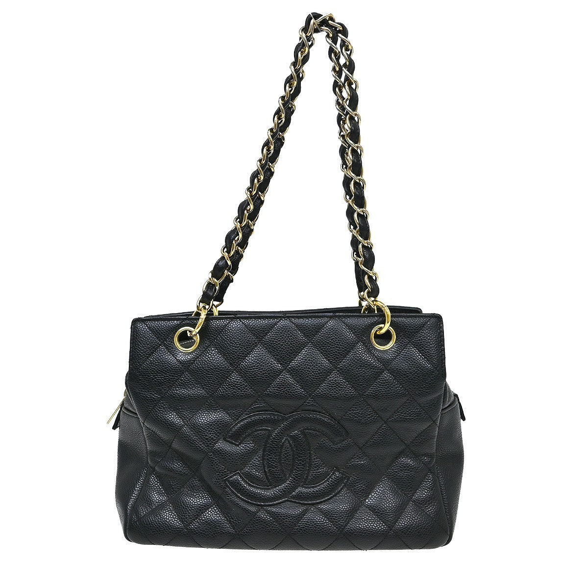 Chanel Petite Timeless Tote Quilted Caviar Black Leather Shoulder Bag Bag (Pre-Owned)