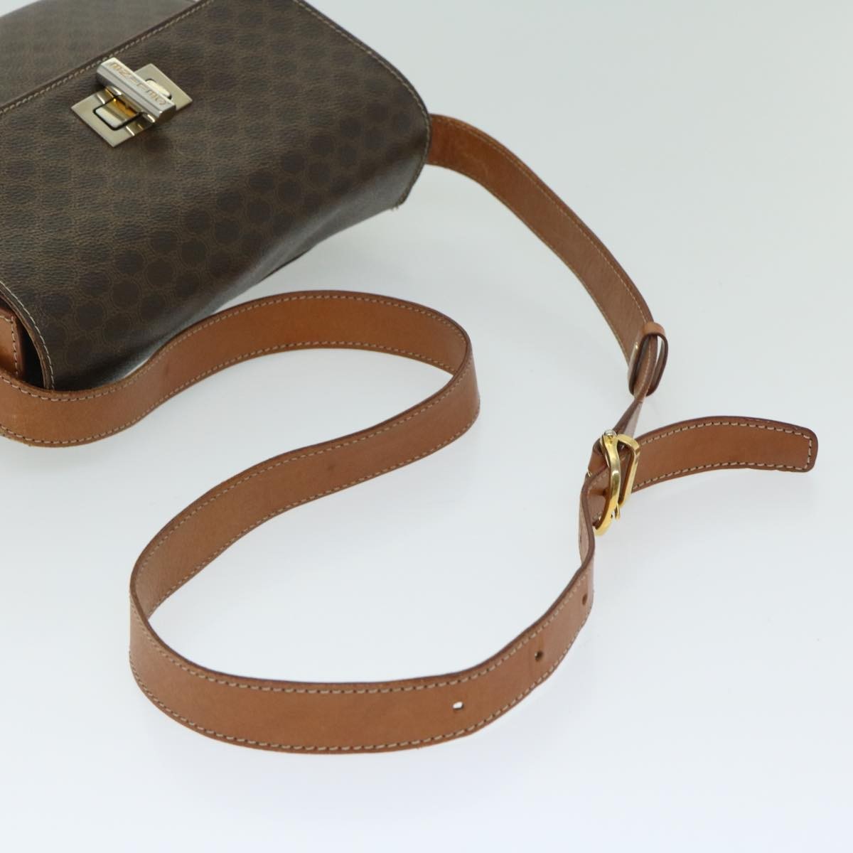 Celine Vintage Macadam Shoulder Bag Canvas And Leather Brown Canvas Shoulder Bag Bag (Pre-Owned)