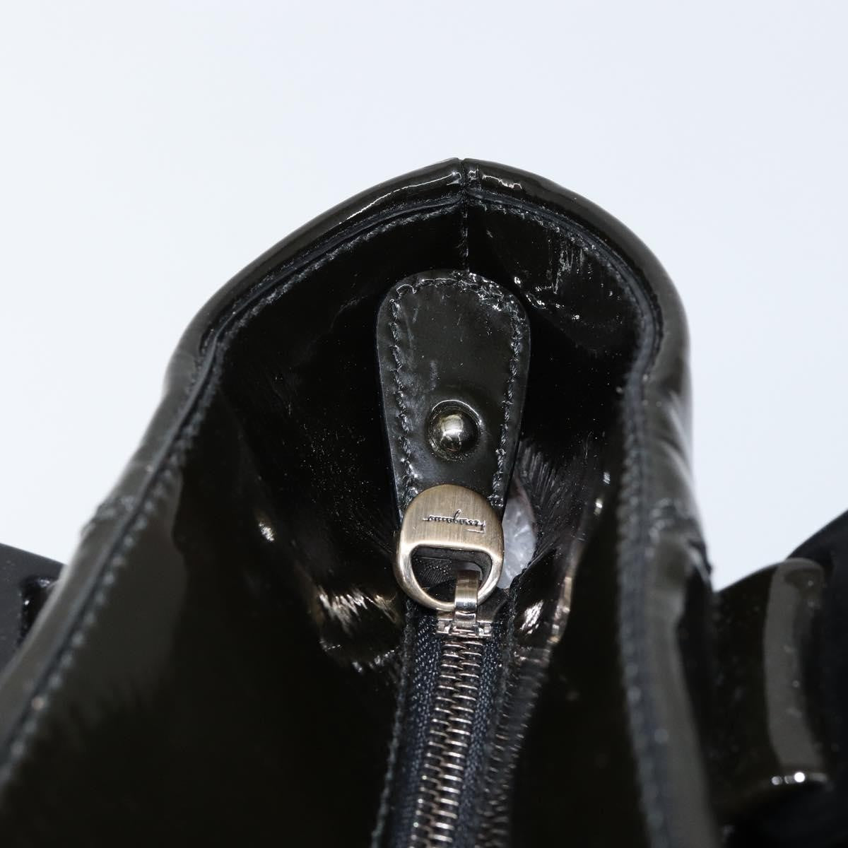 Salvatore Ferragamo Vintage Tote Bag Patent Leather Black Patent_Leather Tote Bag Bag (Pre-Owned)