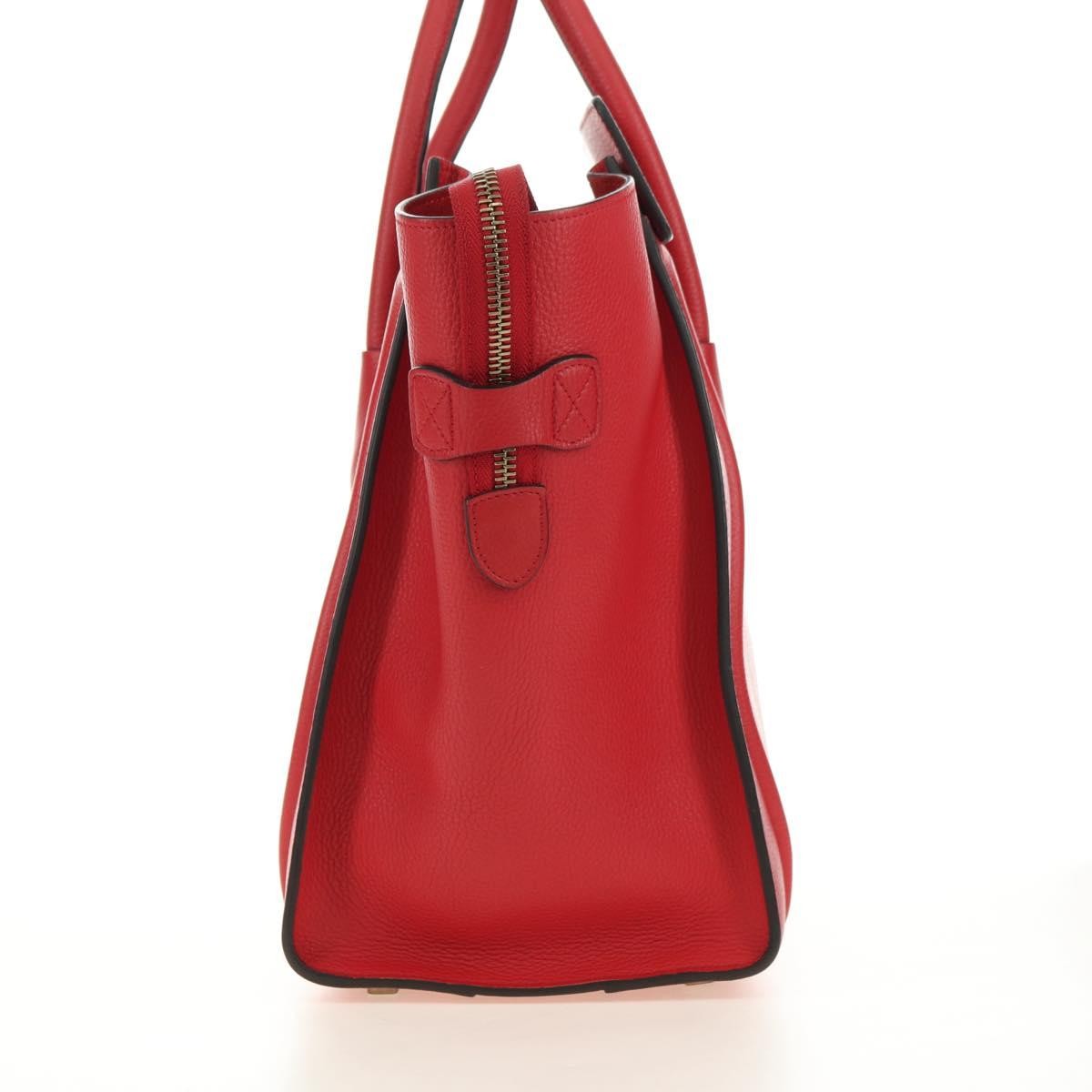 Celine Luggage Bag Grainy Leather Red Leather Handbag (Pre-Owned)