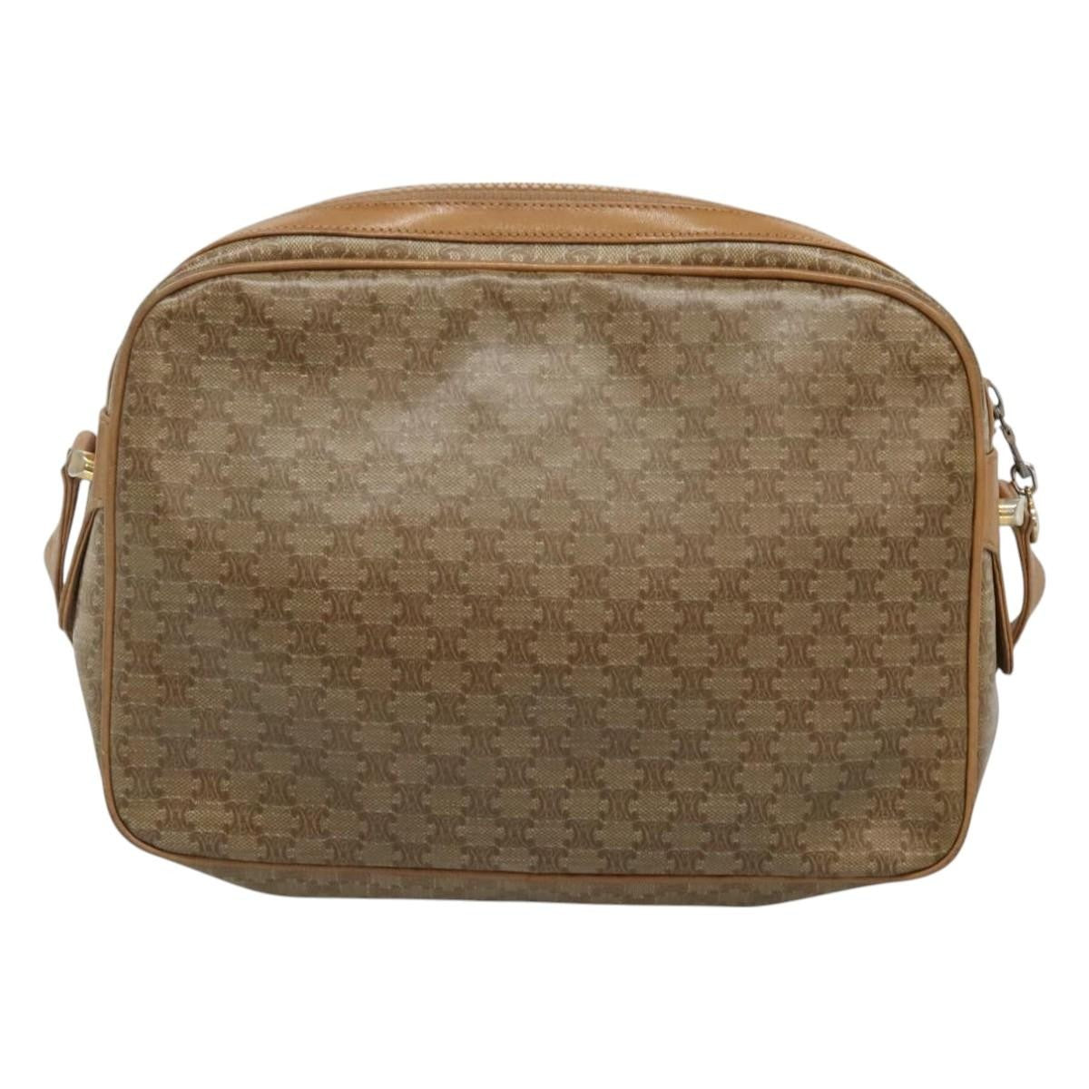 Celine Vintage Macadam Shoulder Bag Canvas And Leather Beige Canvas Shoulder Bag Bag (Pre-Owned)