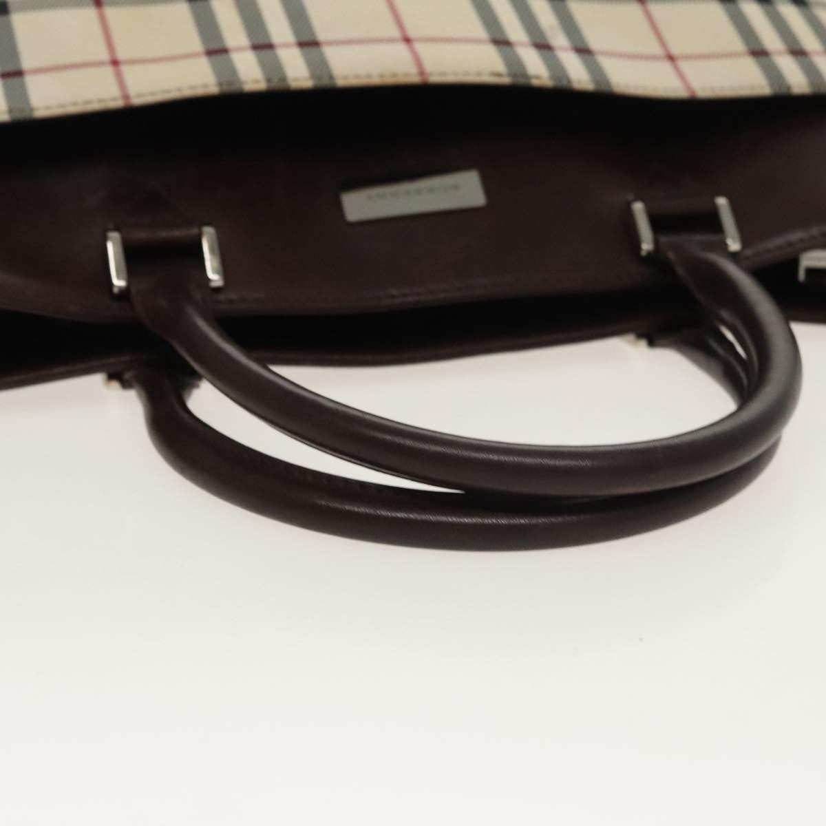 Burberry Nova Check Tote Canvas And Leather Beige Canvas Tote Bag Bag (Pre-Owned)