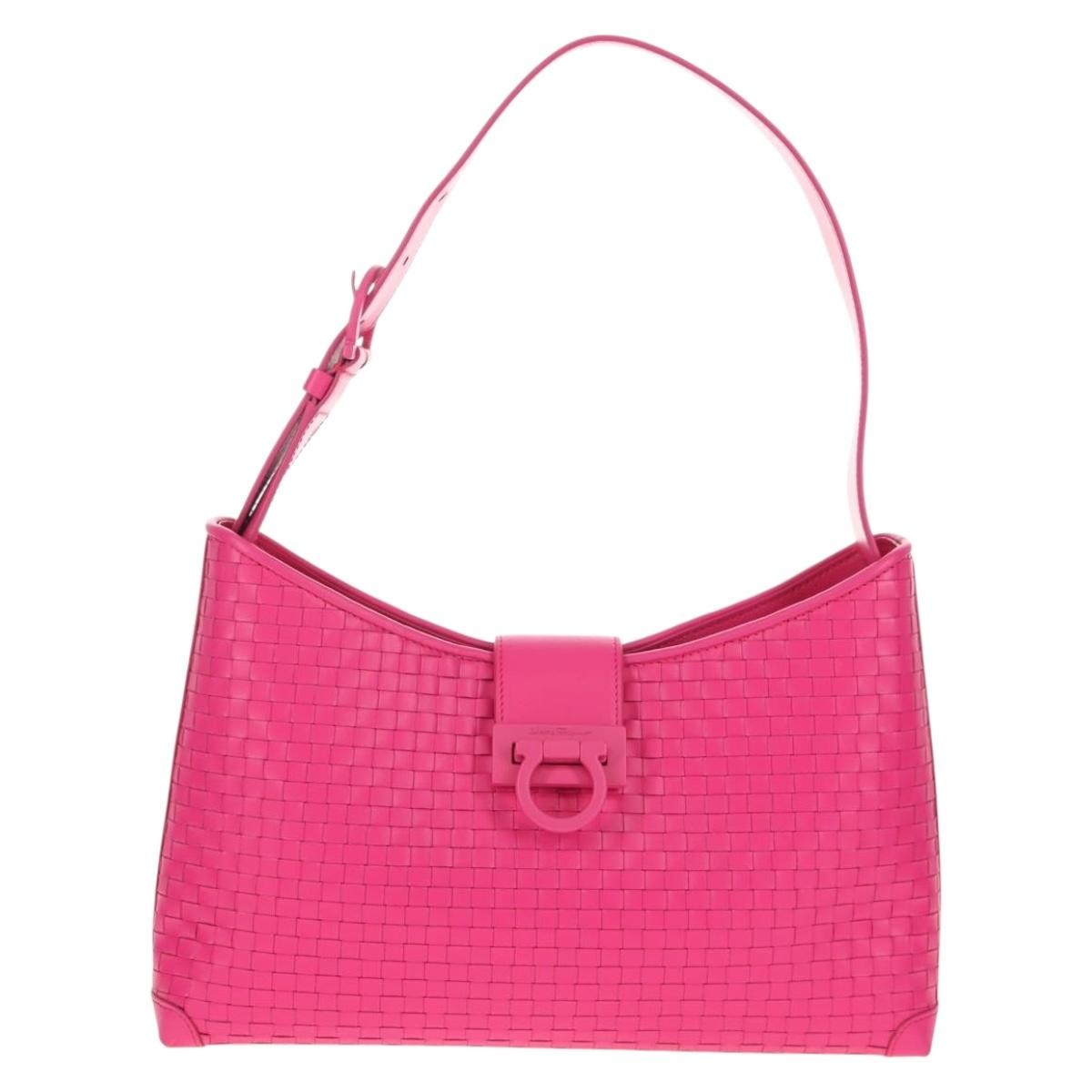 Salvatore Ferragamo Gancini Shoulder Bag Leather Pink Leather Shoulder Bag Bag (Pre-Owned)