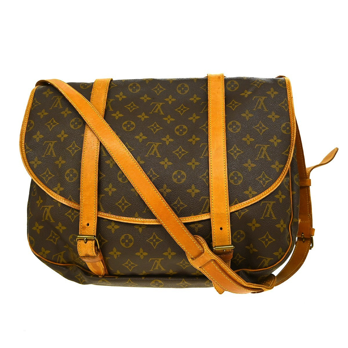 Louis Vuitton Saumur Handbag Monogram Canvas Brown Canvas Shoulder Bag Bag (Pre-Owned)