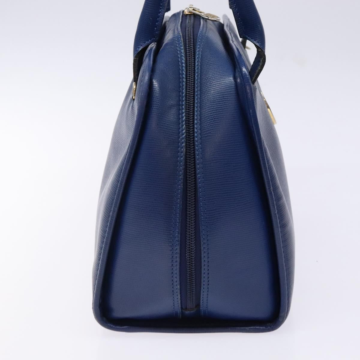 Celine Circle Logo Handbag Leather Blue Leather Bag (Pre-Owned)