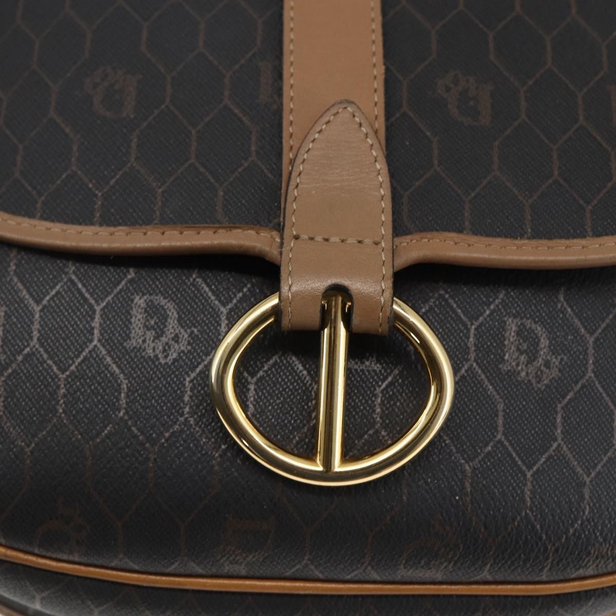 Christian Dior Vintage Honeycomb Shoulder Bag Canvas And Leather Black Canvas Shoulder Bag Bag (Pre-Owned)