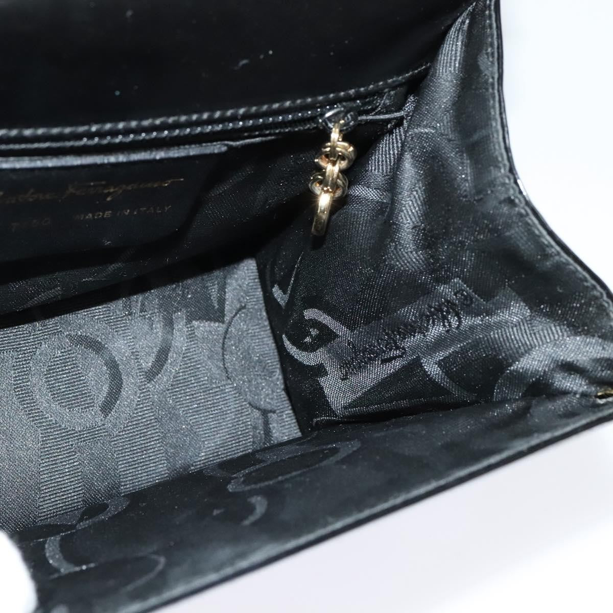 Salvatore Ferragamo Gancini Shoulder Bag Patent Leather Black Patent_Leather Shoulder Bag Bag (Pre-Owned)