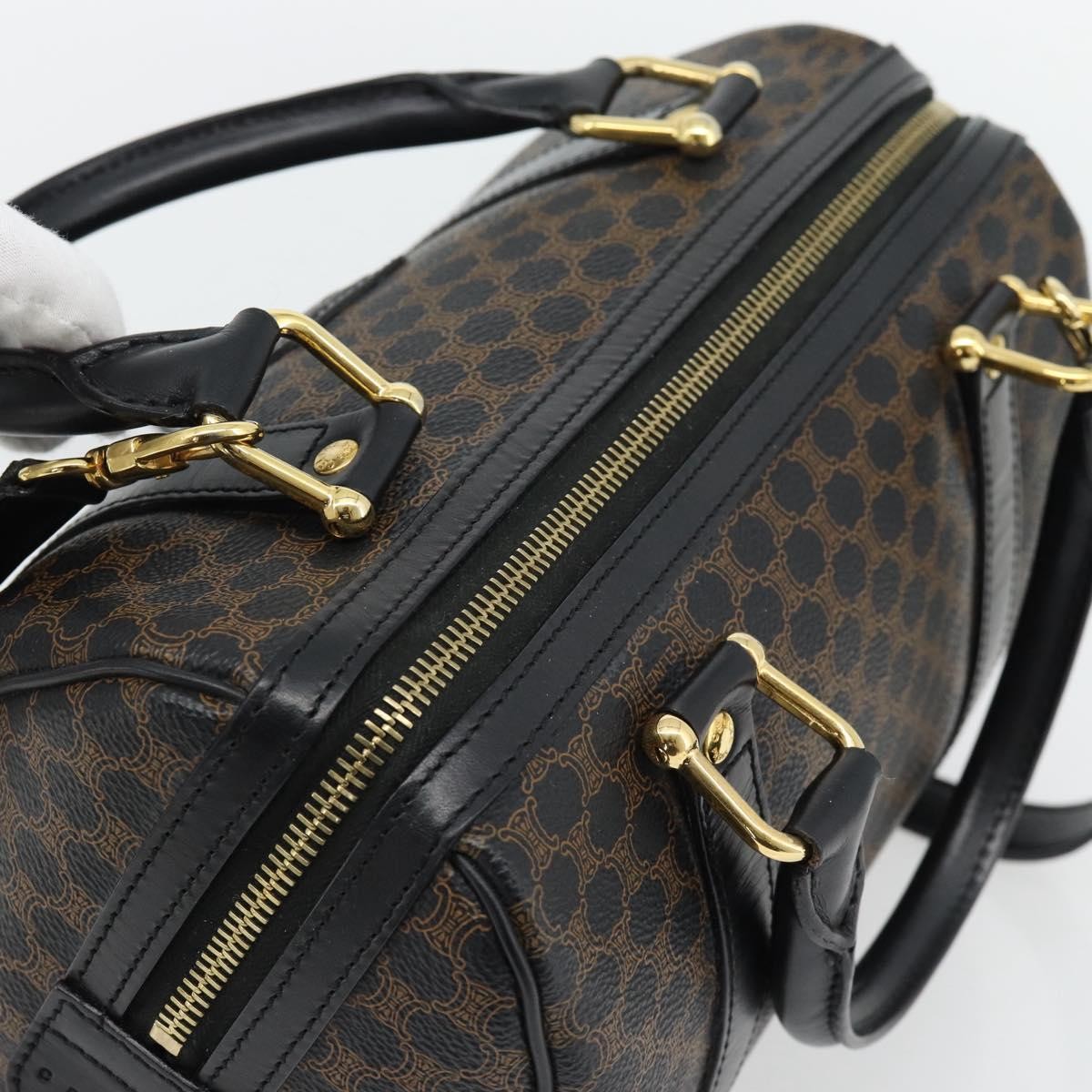 Celine Macadam Handbag Macadam With Leather Black Canvas Handbag (Pre-Owned)