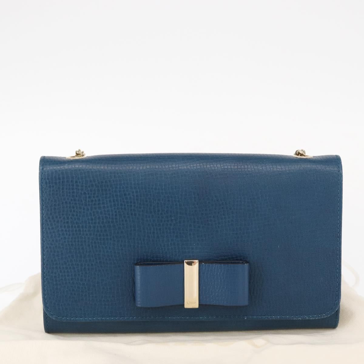 Chloe Vintage Shoulder Bag Leather Blue Leather Shoulder Bag Bag (Pre-Owned)