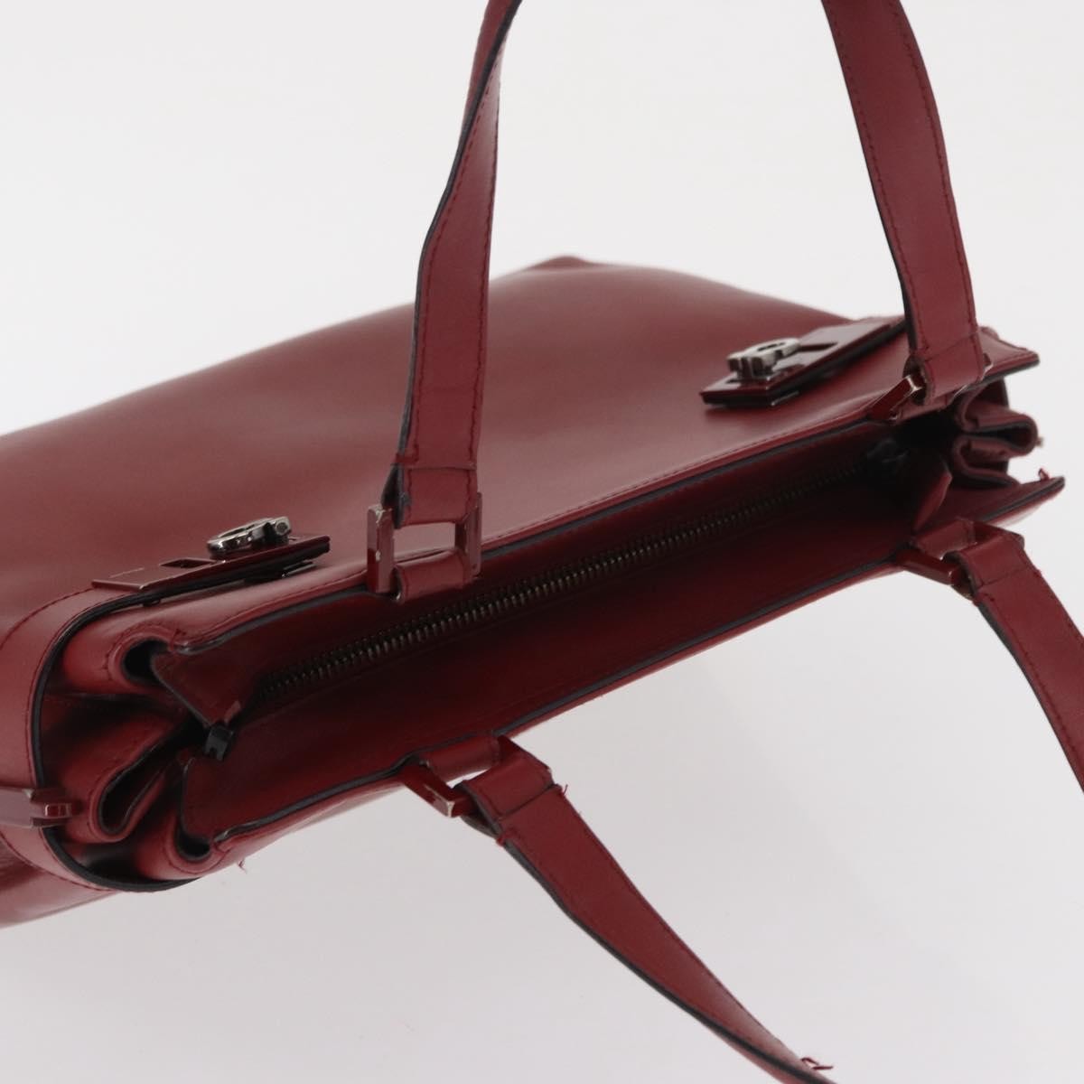 Salvatore Ferragamo Double Gancini Side Buckle Tote Leather Red Leather Handbag (Pre-Owned)