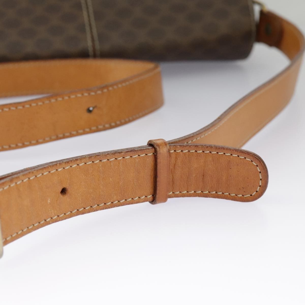 Celine Vintage Macadam Circle Logo Shoulder Bag Canvas And Leather Brown Canvas Shoulder Bag Bag (Pre-Owned)