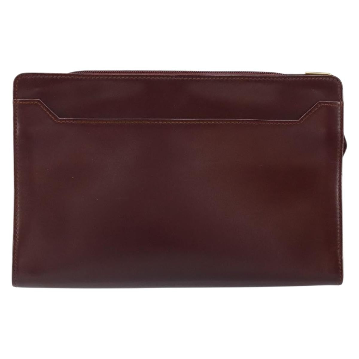 Cartier Must De Cartier Clutch Bag Leather Burgundy Leather Clutche & Pouche Bag (Pre-Owned)