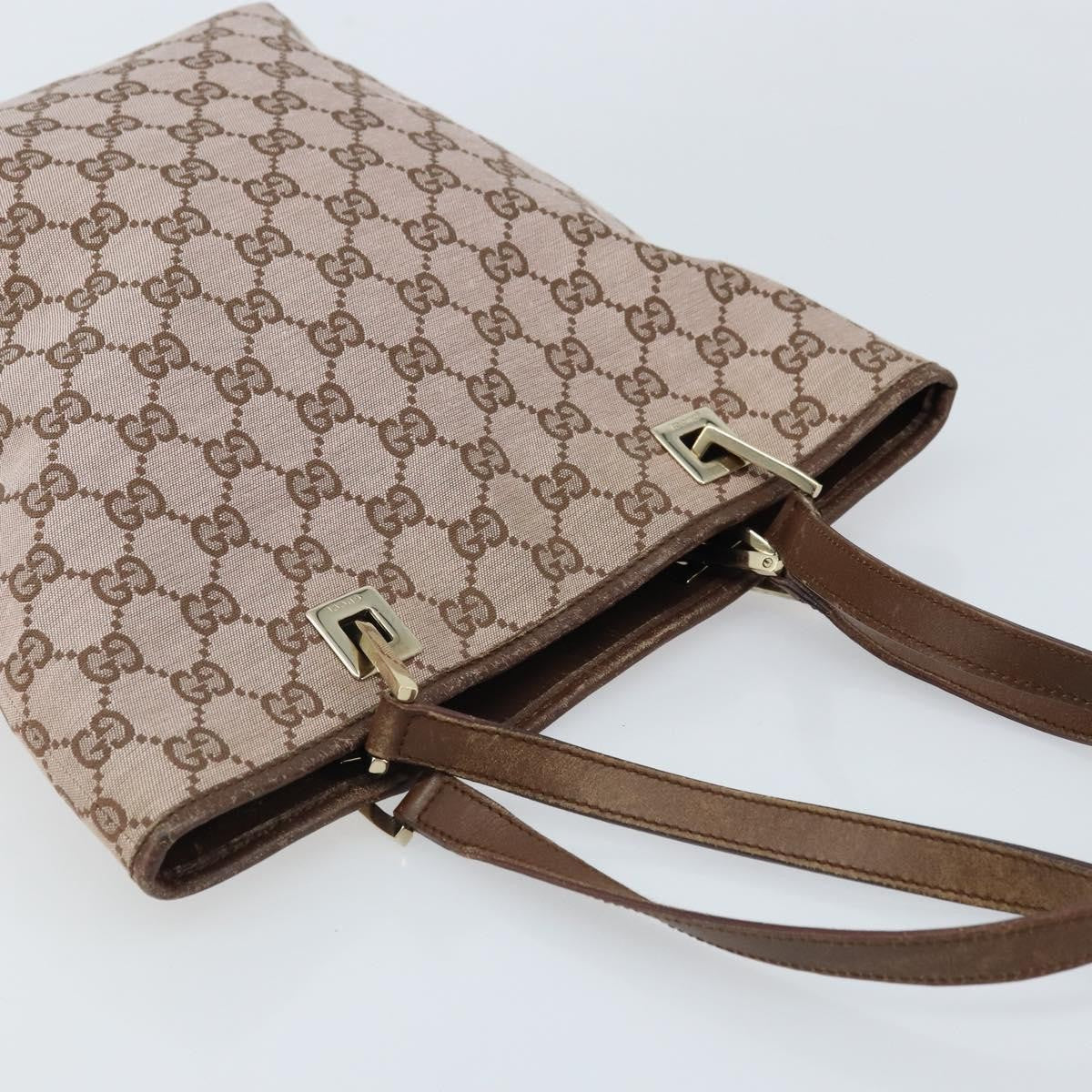 Gucci Vintage Bucket Shopping Tote Gg Canvas Brown Canvas Tote Bag Bag (Pre-Owned)