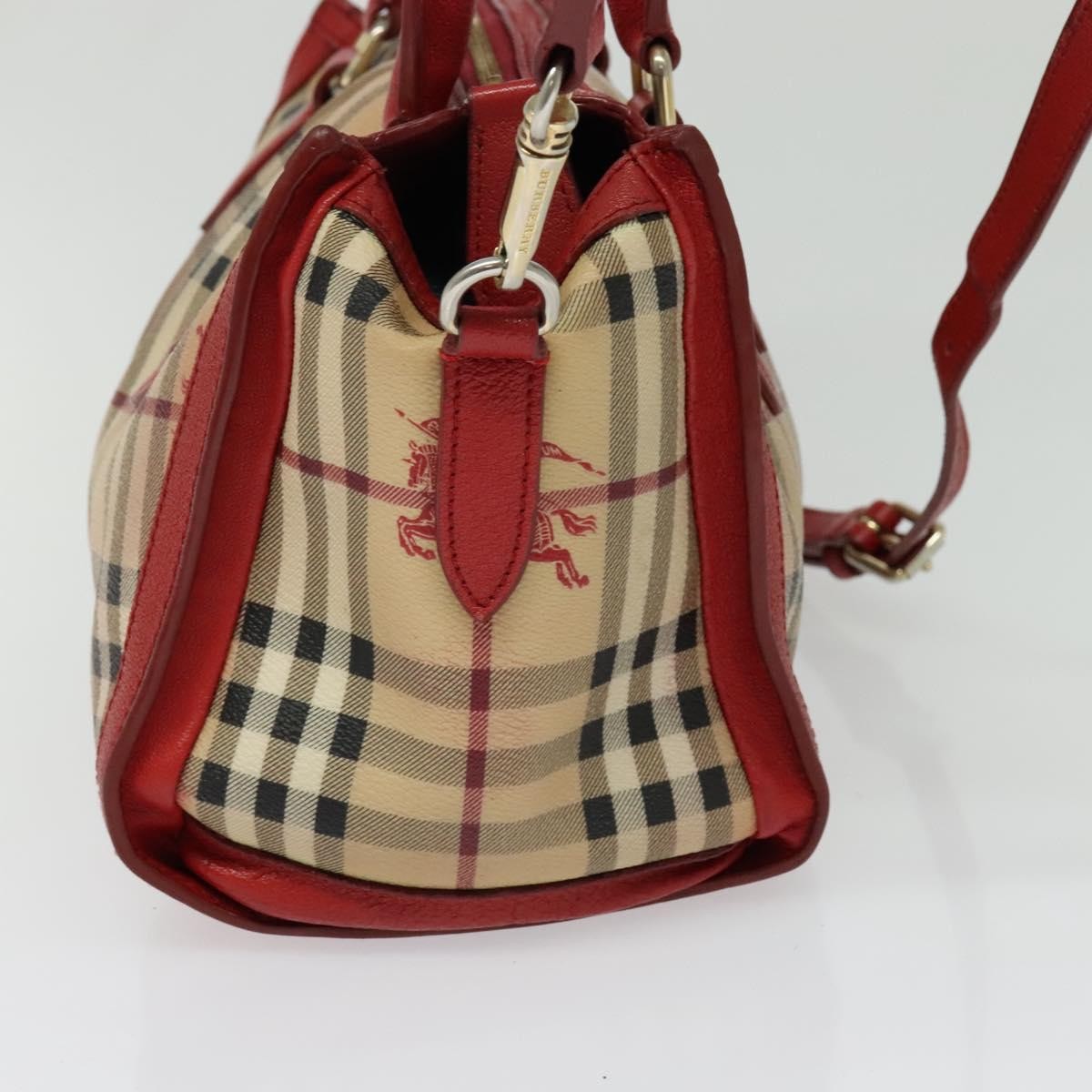 Burberry Pilgrim Satchel Haymarket Coated Canvas Beige Canvas Handbag (Pre-Owned)