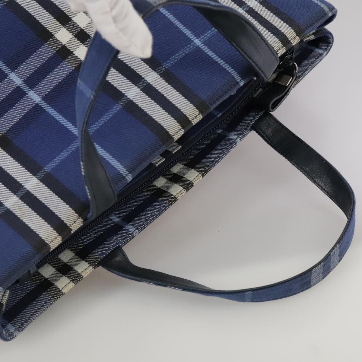 Burberry Nova Check Tote Canvas Check Pattern Blue Canvas Tote Bag Bag (Pre-Owned)