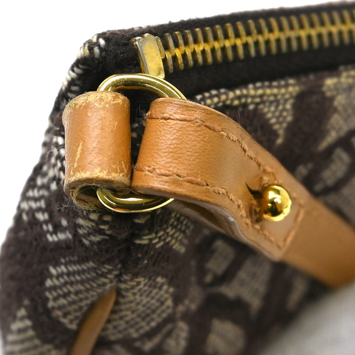 Christian Dior Saddle Bag Oblique Canvas Brown Canvas Handbag (Pre-Owned)
