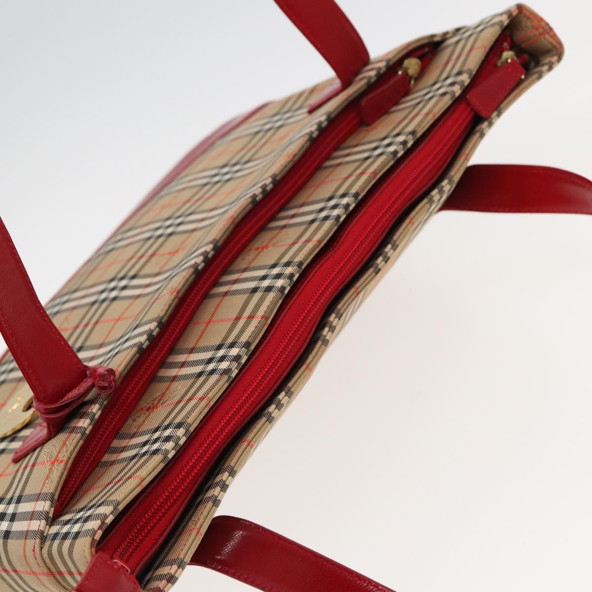 Burberry Nova Check Tote Canvas And Leather Beige Canvas Tote Bag Bag (Pre-Owned)