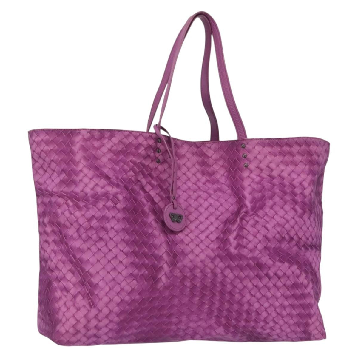 Bottega Veneta Intrecciolusion Tote Printed Nylon Purple Nylon Tote Bag Bag (Pre-Owned)