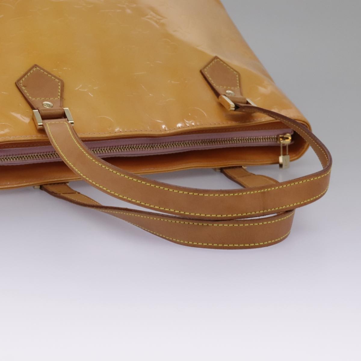 Louis Vuitton Houston Handbag Monogram Vernis Beige Patent_Leather Handbag (Pre-Owned)