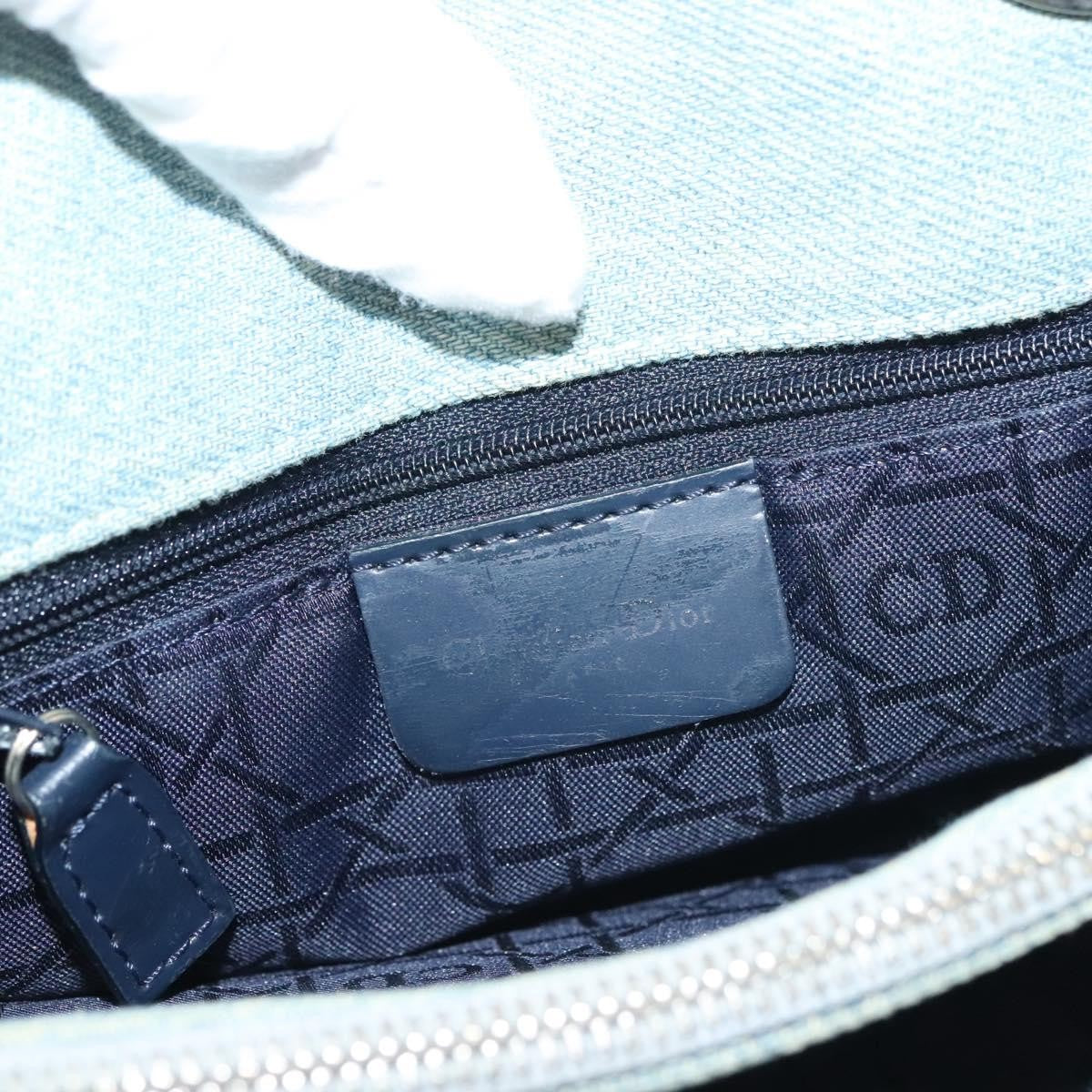 Christian Dior Vintage Lady Dior Bag Cannage Quilt Denim Blue Canvas Tote Bag Bag (Pre-Owned)