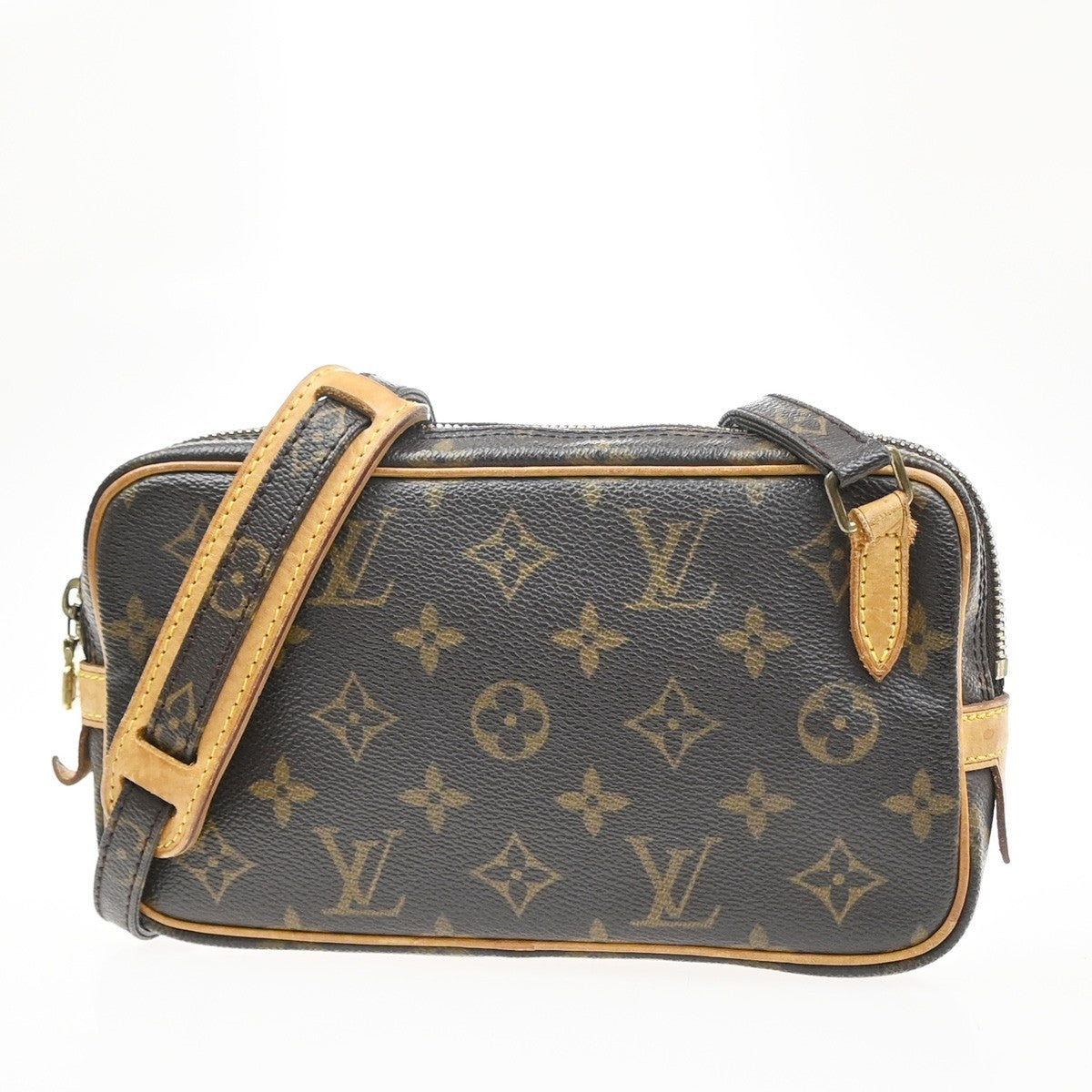 Louis Vuitton Pochette Marly Bandouliere Bag Monogram Canvas Brown Leather Shoulder Bag Bag (Pre-Owned)