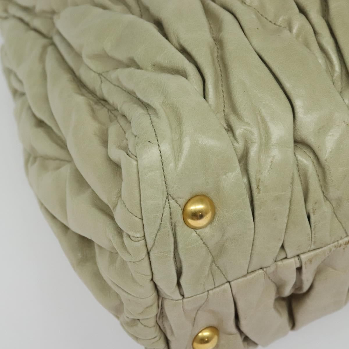 Miu Miu Coffer Convertible Satchel Leather Beige Leather Handbag (Pre-Owned)