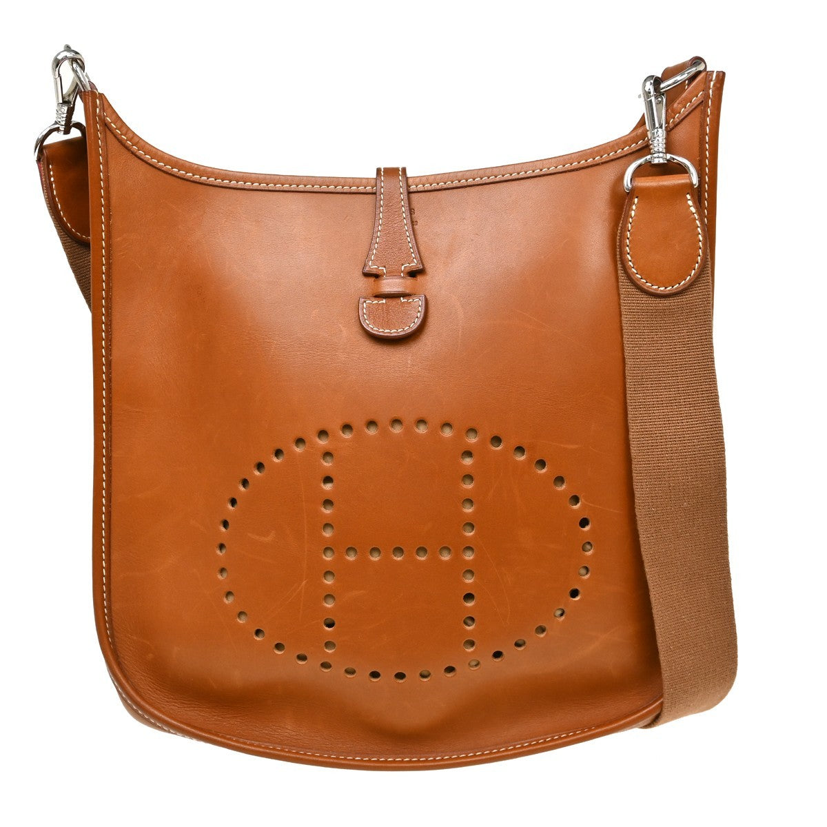 Hermes Evelyne Bag Gen Iii Clemence Brown Leather Handbag (Pre-Owned)