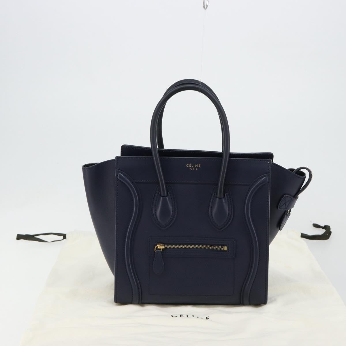 Celine Tricolor Luggage Bag Leather Navy Leather Handbag (Pre-Owned)