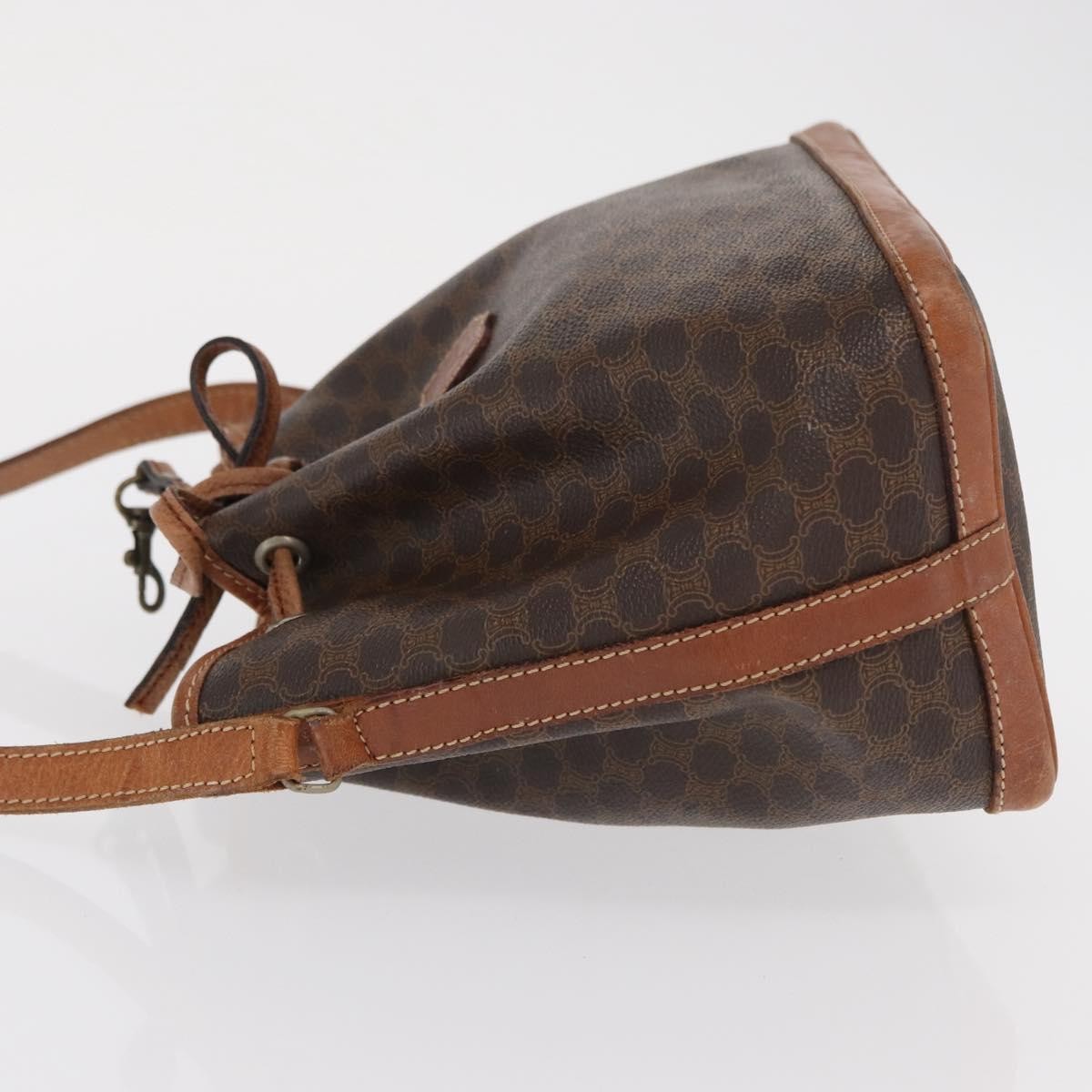 Celine Vintage Macadam Shoulder Bag Canvas And Leather Brown Canvas Shoulder Bag Bag (Pre-Owned)