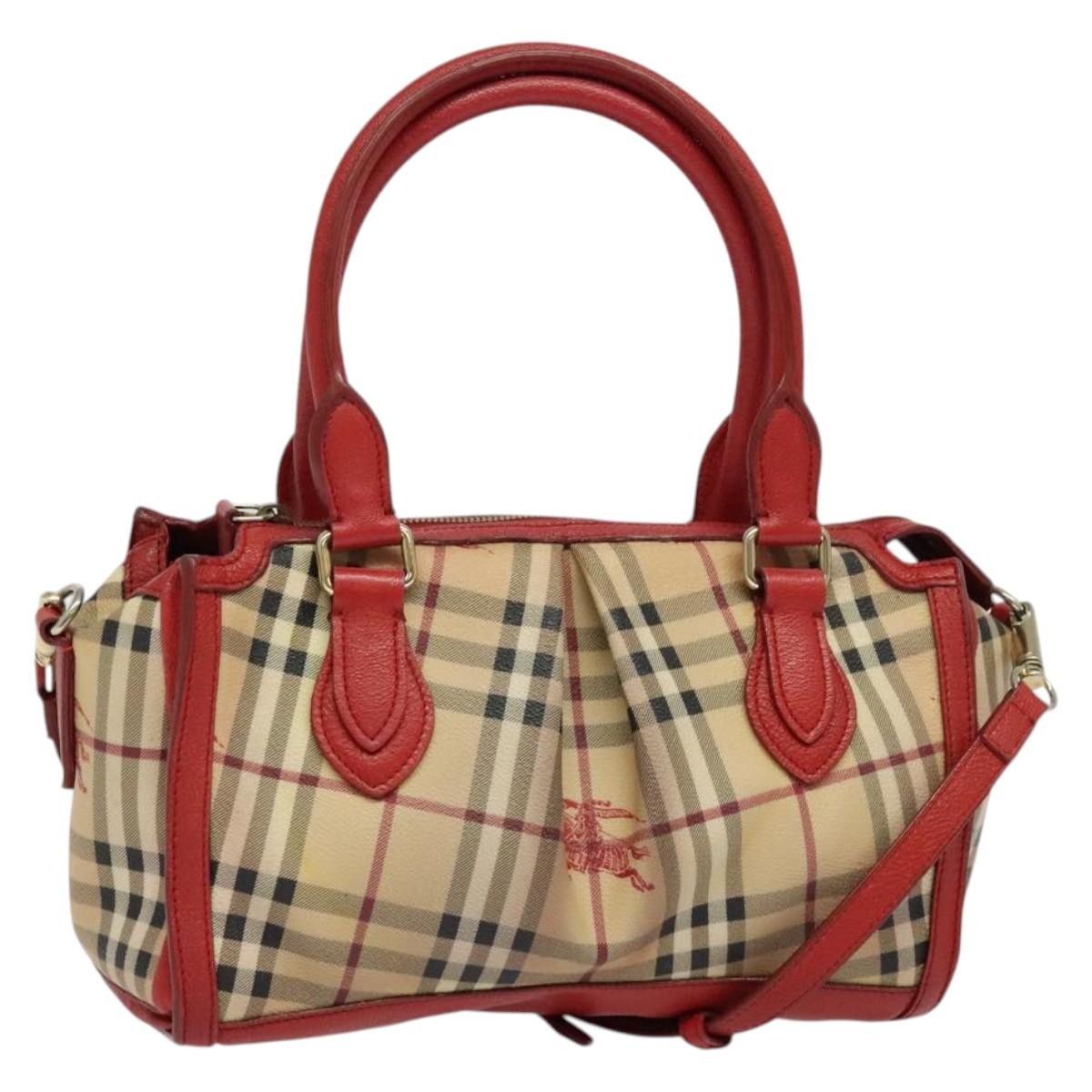 Burberry Pilgrim Satchel Haymarket Coated Canvas Beige Canvas Handbag (Pre-Owned)